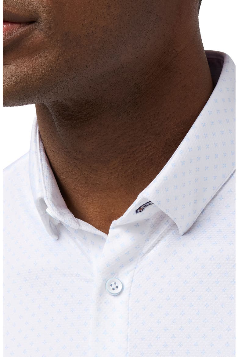 Halyard Trim Fit Micropattern Short Sleeve Button-Up Shirt, Alternate, color, WHITE PETAL HATCH