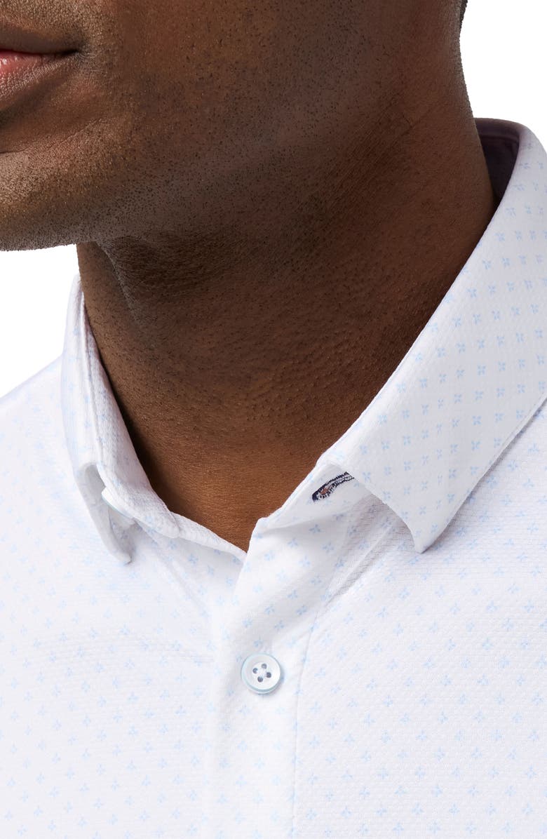 Mizzen+Main Halyard Trim Fit Micropattern Short Sleeve Button-Up Shirt, Alternate, color, White Petal Hatch