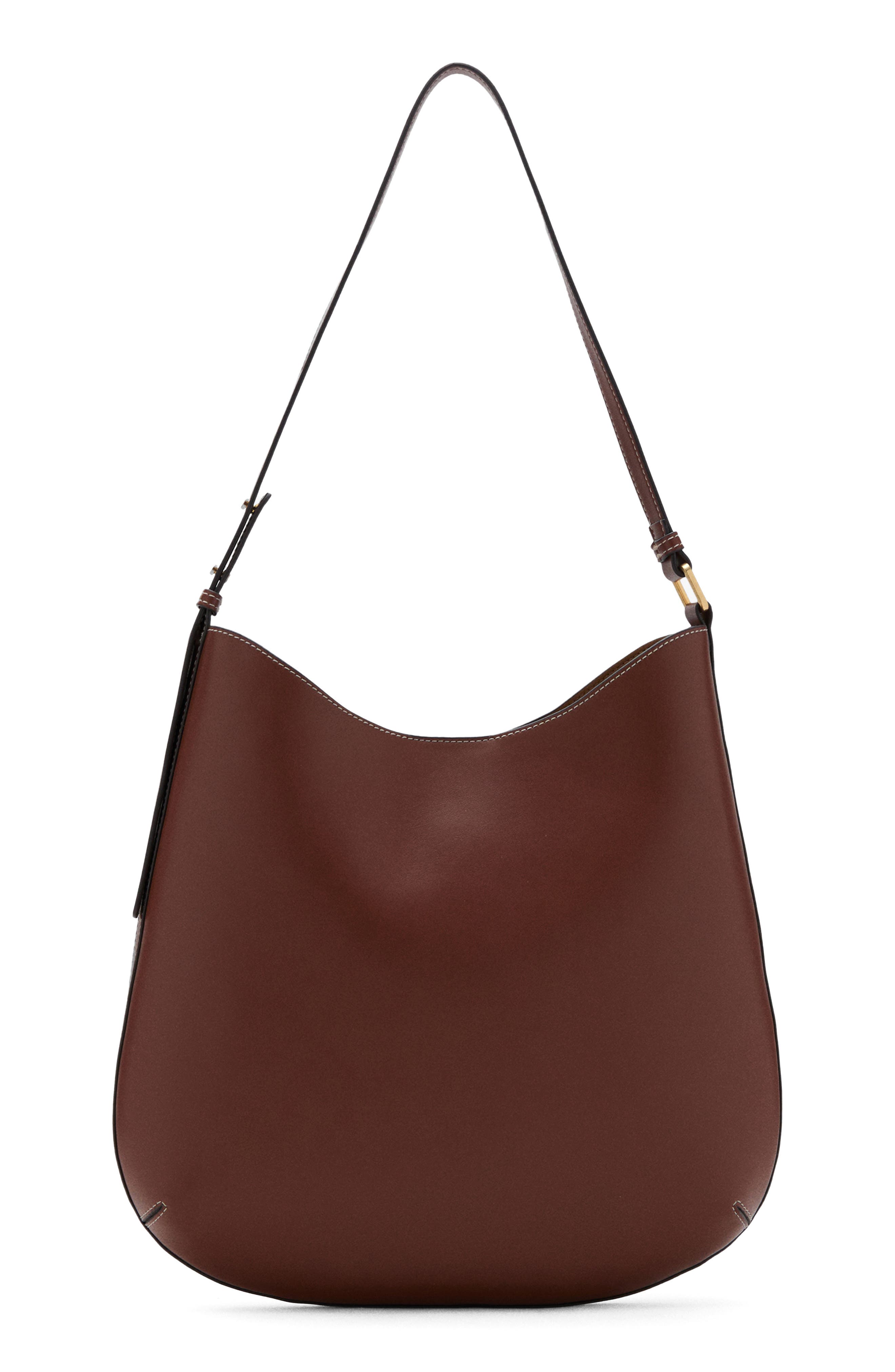 MANGO Large Oval Faux Leather Shoulder Bag, Main, color, Leather