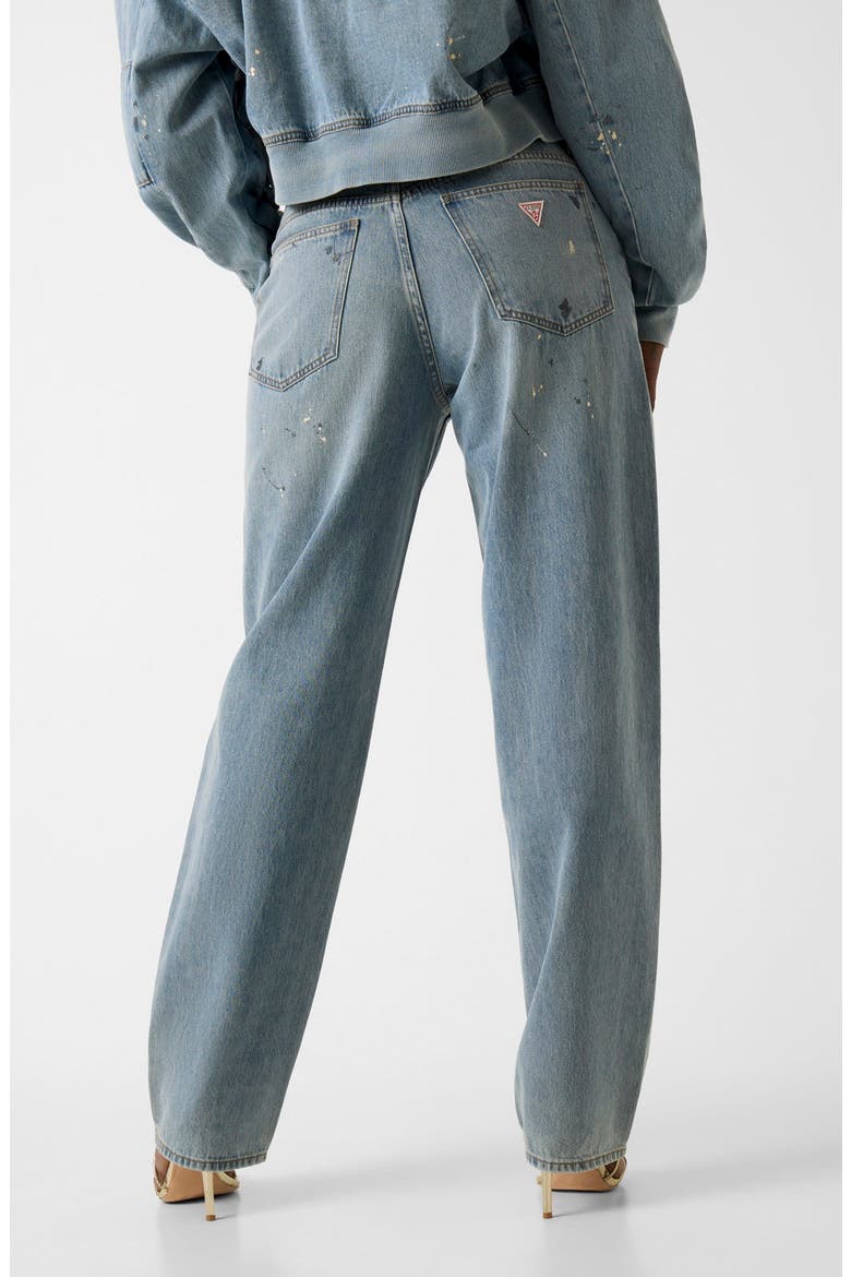 Paint Splatter Relaxed Barrel Leg Jeans, Alternate, color, DENIM