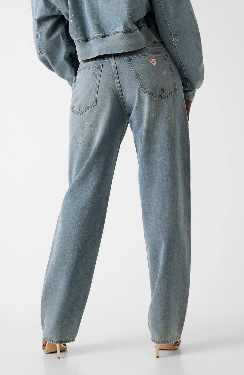 GUESS Paint Splatter Relaxed Barrel Leg Jeans, Alternate, color, Denim