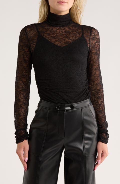 Zurie Lace Combo Turtleneck Bodysuit