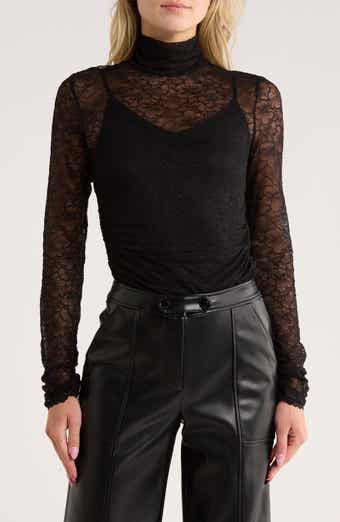 Simkhai Zurie Lace Combo Turtleneck Bodysuit