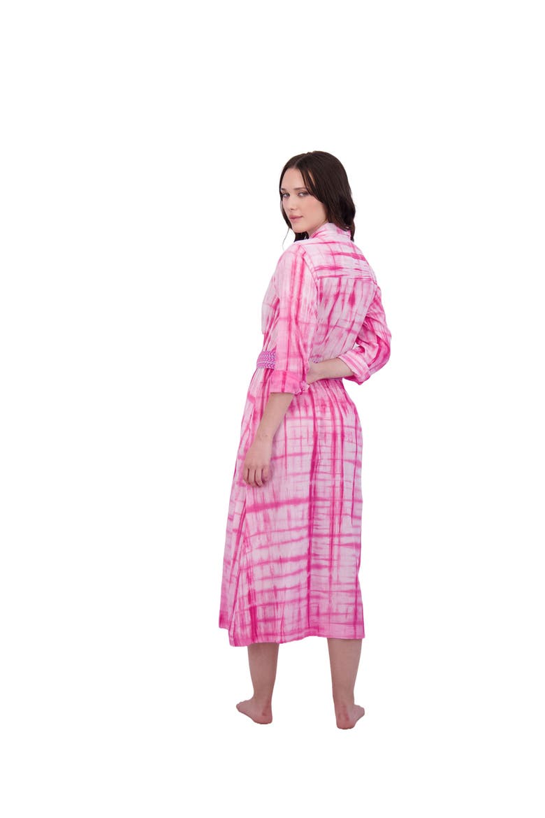 Anais Women's Button Front Shirtdress Hibiscus Shibori, Alternate, color, Pink