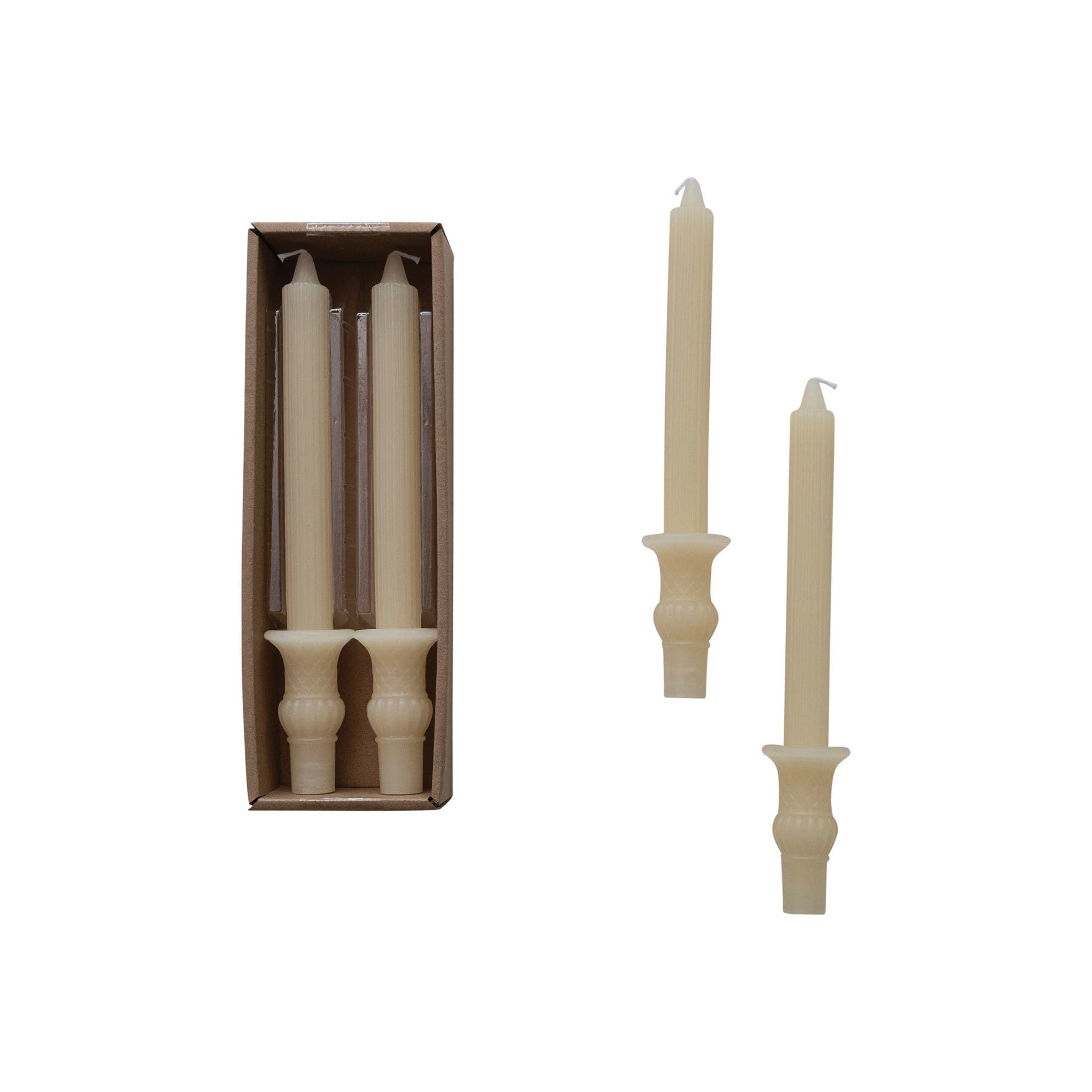 Storied Home Tall Unscented Taper Candles, Cream, Set Of 2 In White