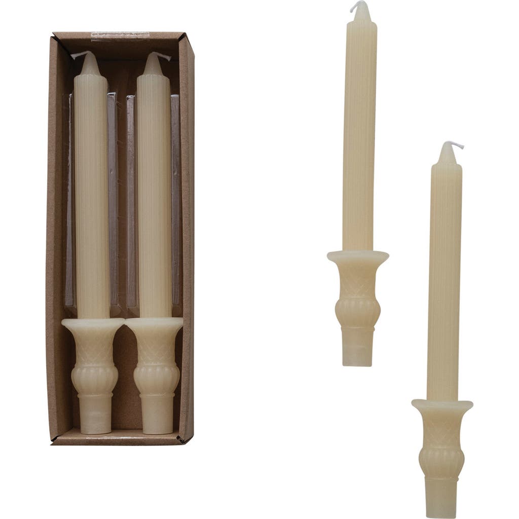 Storied Home Tall Unscented Taper Candles, Cream, Set Of 2 In White