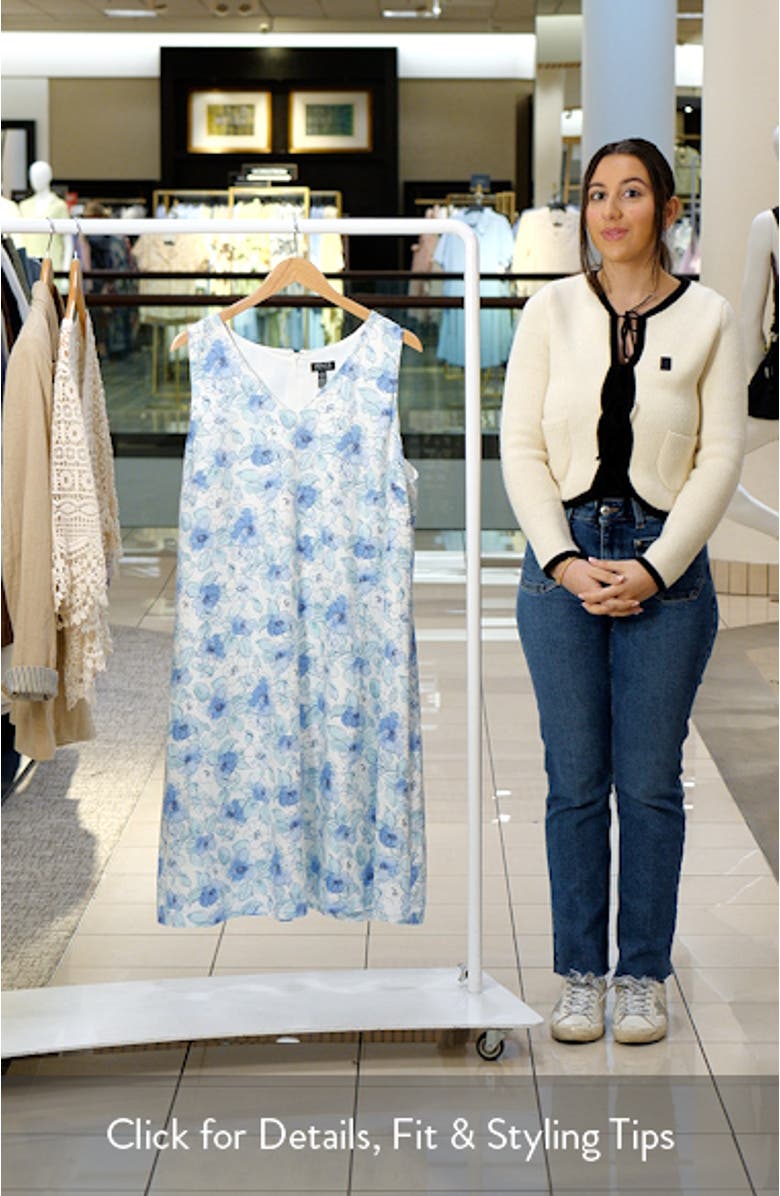 Gina Floral Linen Blend Trapeze Dress, sales video thumbnail