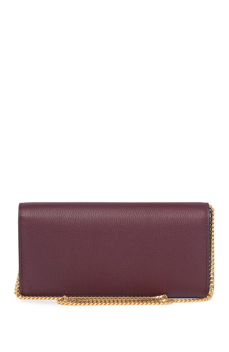 McQueen Skull Pebbled Wallet with Chain Strap, Alternate, color, 