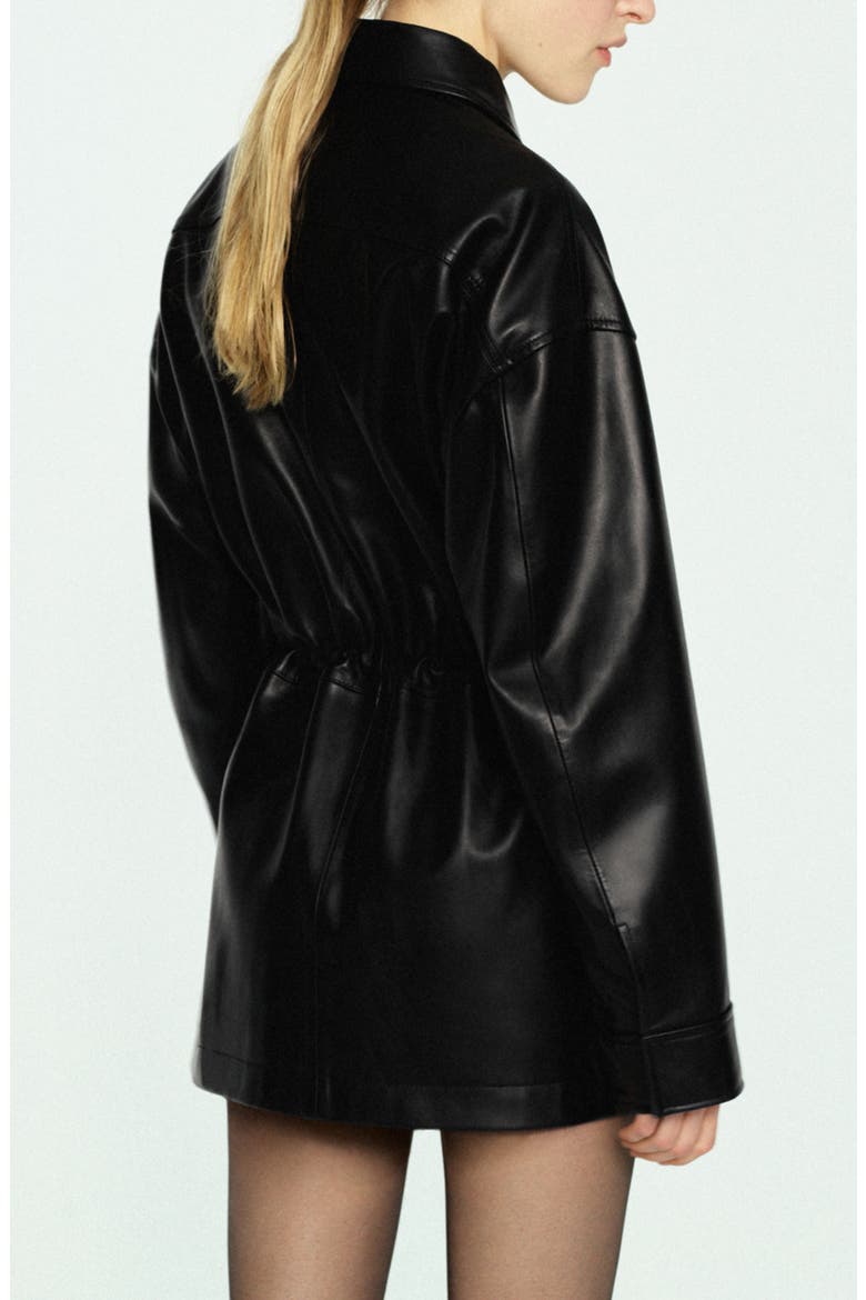 Leather Coat, Alternate, color, BLACK