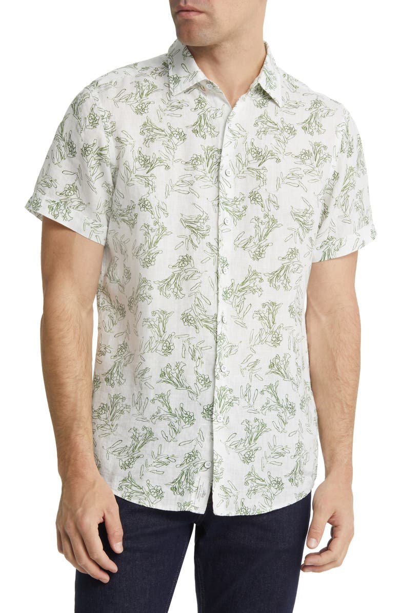 Rodd & Gunn Dryden Bay Floral Short Sleeve Linen Button-Up Shirt, Main, color,