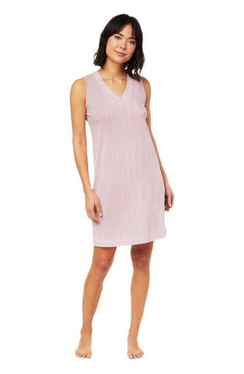 Pima Knit Nightgown Stripes Dots