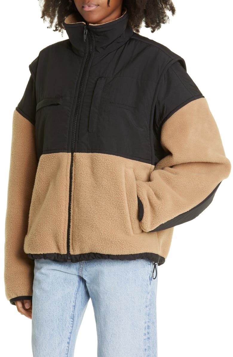Alexander Wang Oversize Nylon & Double Face Fleece Jacket, Alternate, color,