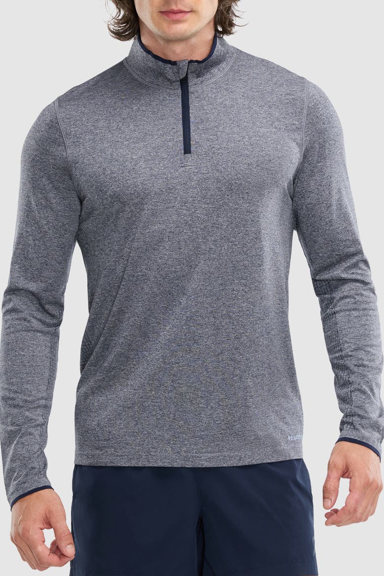 Seamless Melange 1/4 Zip Long Sleeve, Main, color, Deep Navy
