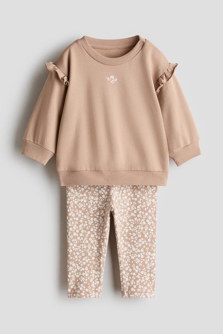 2-piece Sweatshirt And Leggings Set, Main, color, Beige/floral