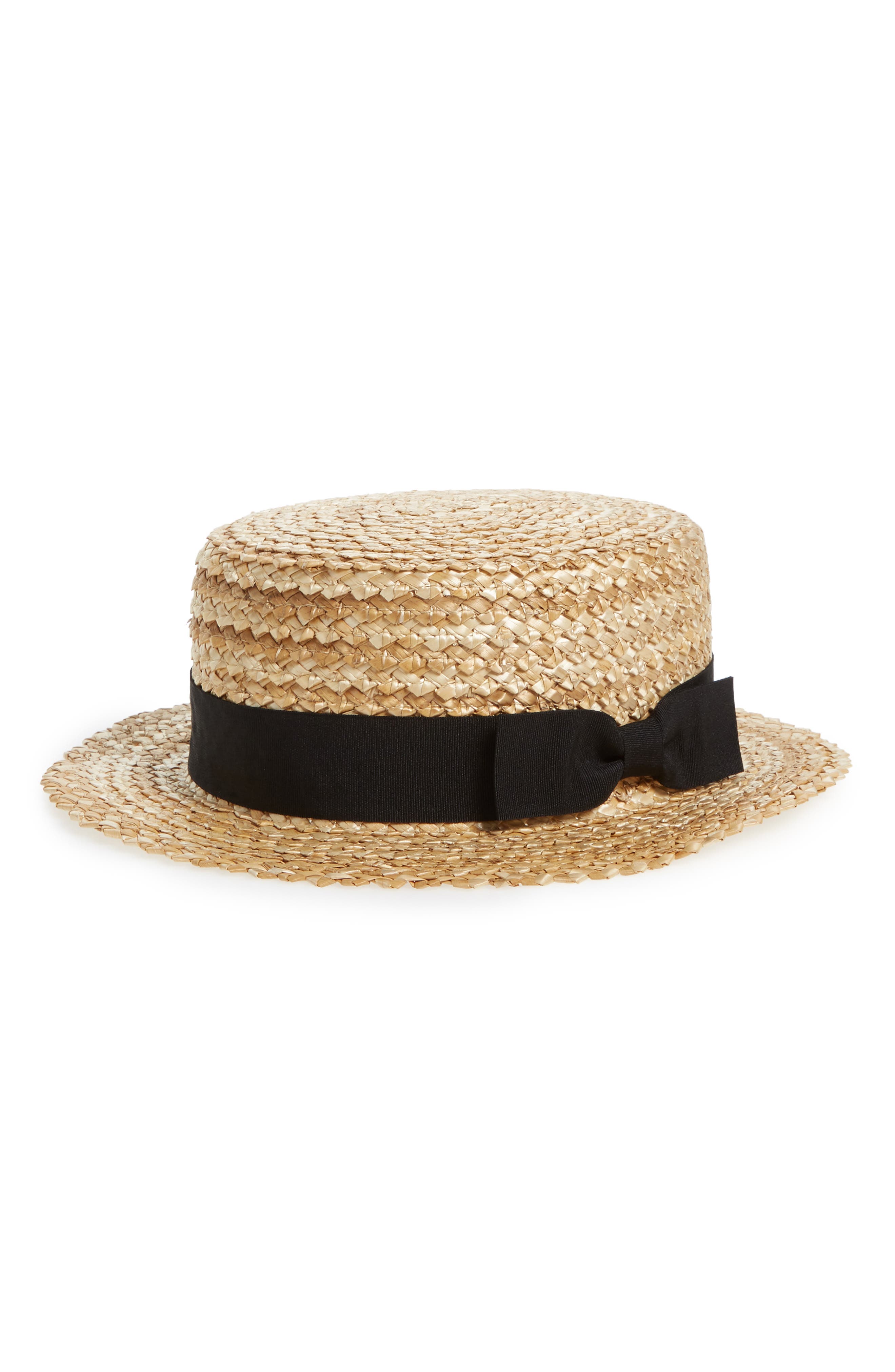 Kitsch Ribbon Straw Boater Hat (Women) | Nordstrom