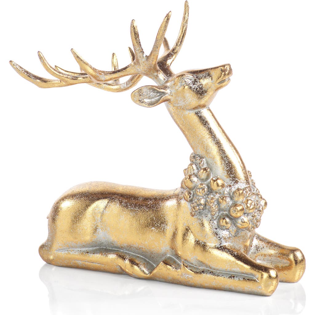 Zodax Sitting Deer Figurine In Gold