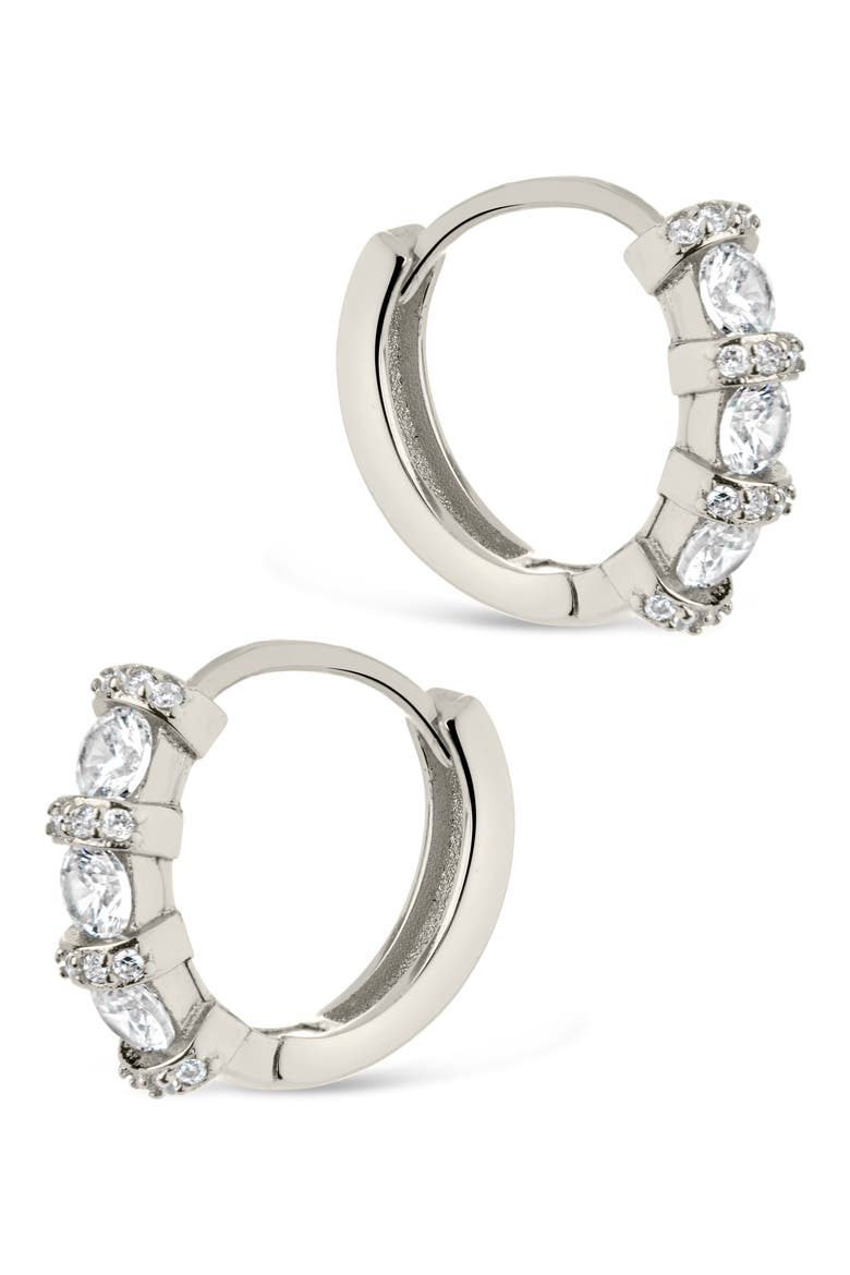Iskara CZ Huggie Hoop Earrings, Alternate, color, SILVER