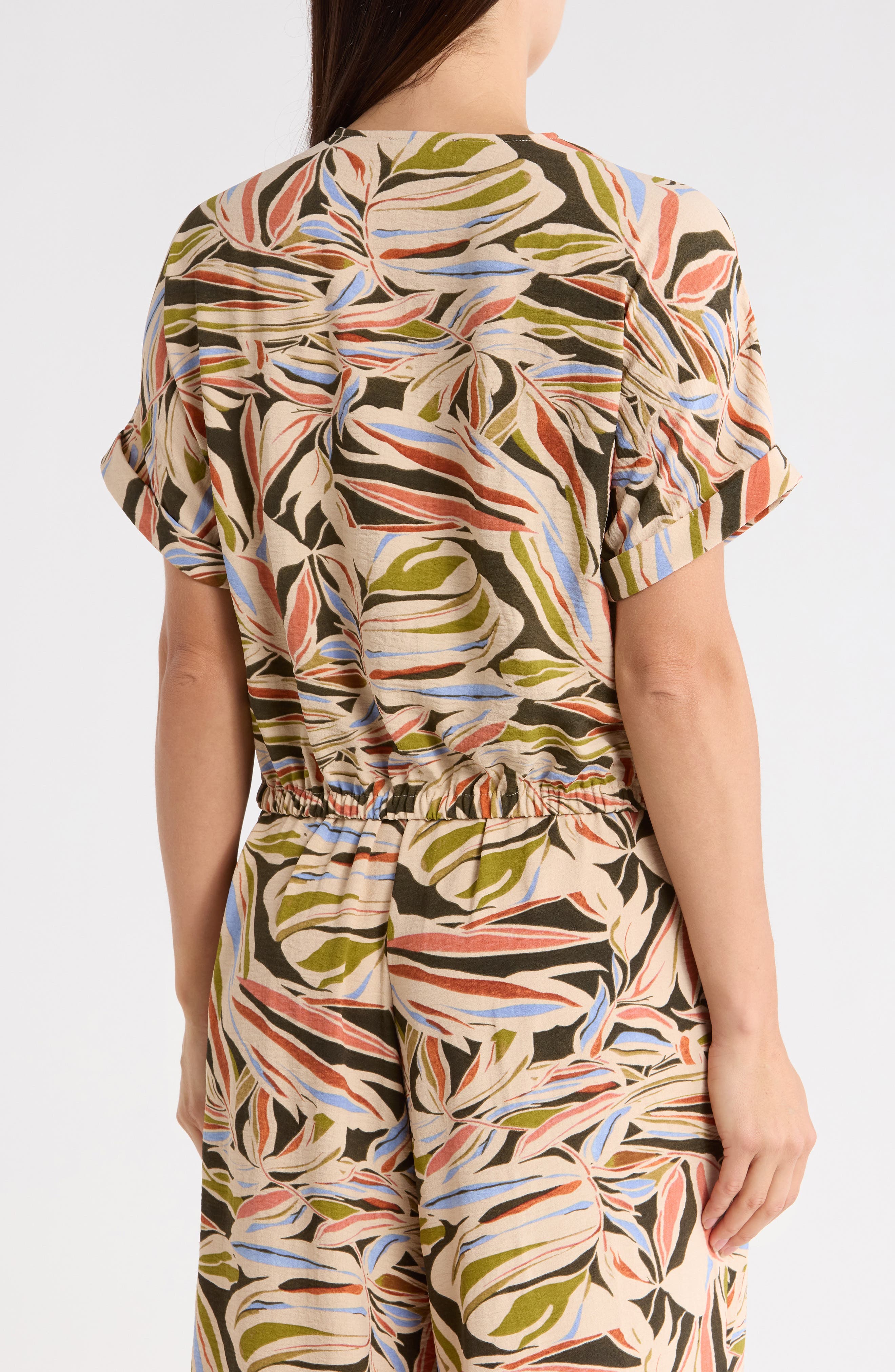 Printed Short Sleeve Crop Top - image 2