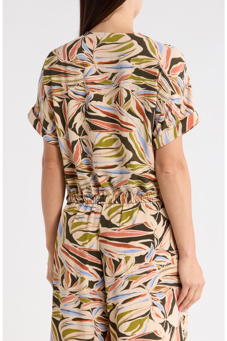 Printed Short Sleeve Crop Top, Alternate, color, WATER COLOR LEAF
