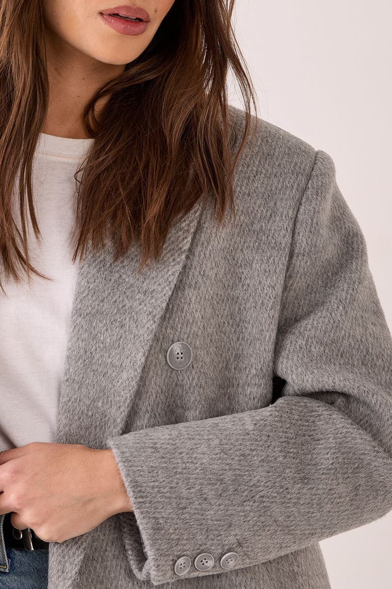 Double Breasted Smart Coat, Alternate, color, Light Grey