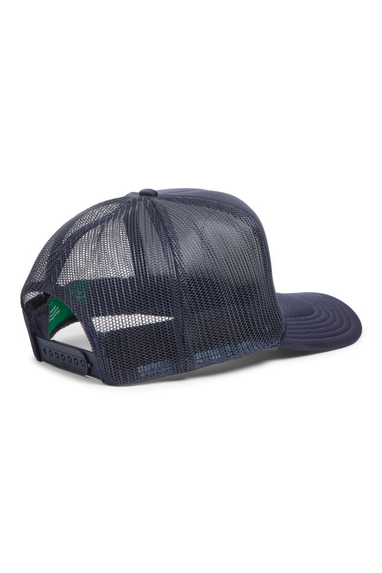 Snow Happy Patch Trucker Hat, Alternate, color, NAVY