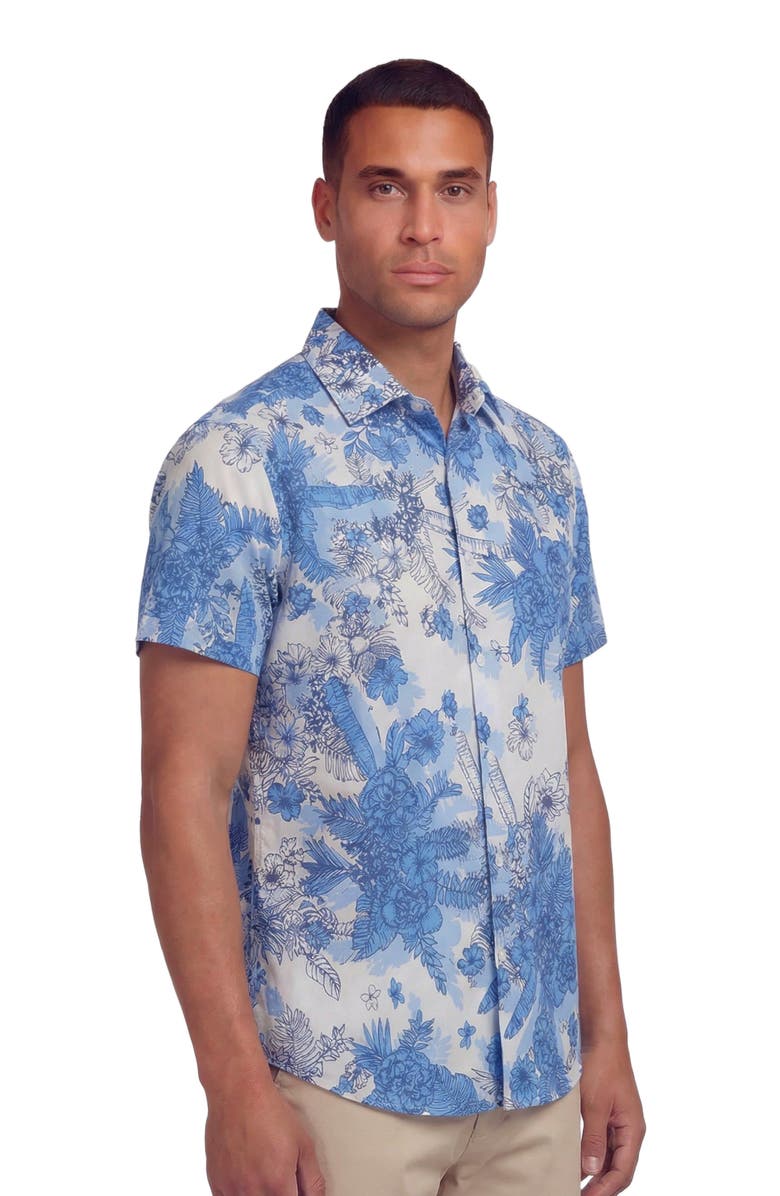 Lords of Harlech Mono Floral Mens Printed Button Up Shirt, Alternate, color, Mono Floral White