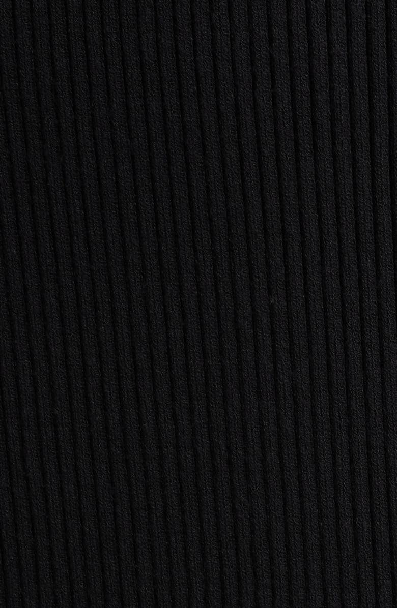 Elie Tahari The Polo Collar Chaya Button Detail Long Sleeve Rib Sweater Dress, Alternate, color, Noir