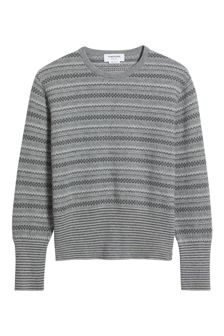 Fair Isle Float Jacquard Cashmere Sweater, Alternate, color, LIGHT GREY