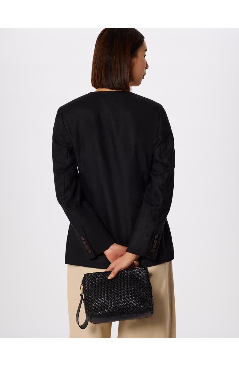 Whistles Collarless Linen Blazer, Alternate, color, Black