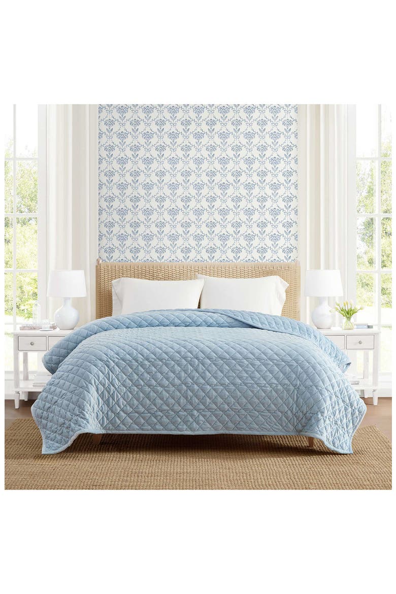 Simone Microfiber Bed Blanket, Alternate, color, HYDRANGEA BLUE
