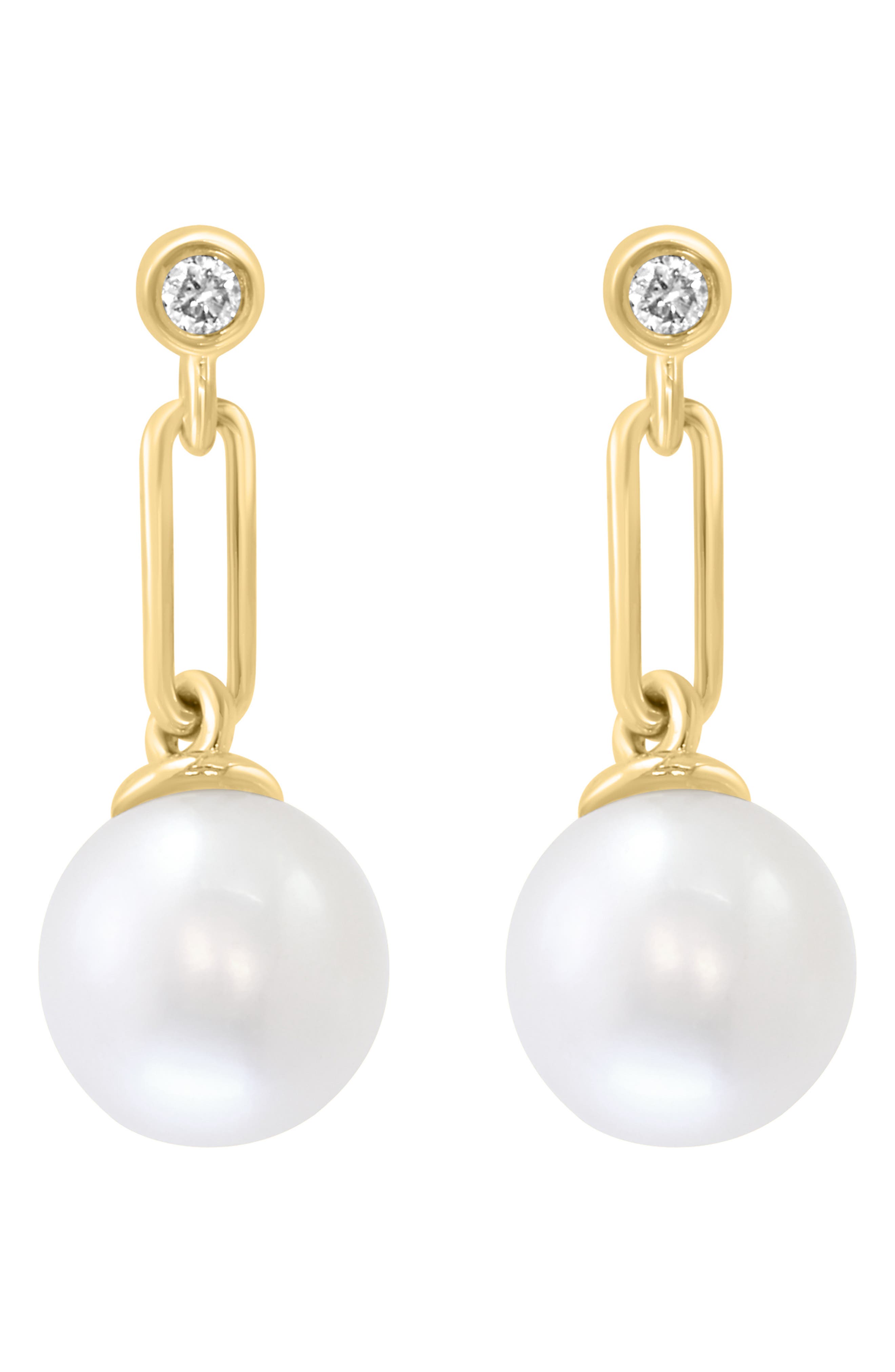 EFFY Diamond & Freshwater Pearl Drop Earrings