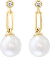 EFFY Diamond & Freshwater Pearl Drop Earrings