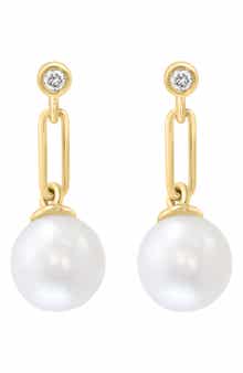 EFFY Diamond & Freshwater Pearl Drop Earrings