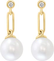 EFFY Diamond & Freshwater Pearl Drop Earrings