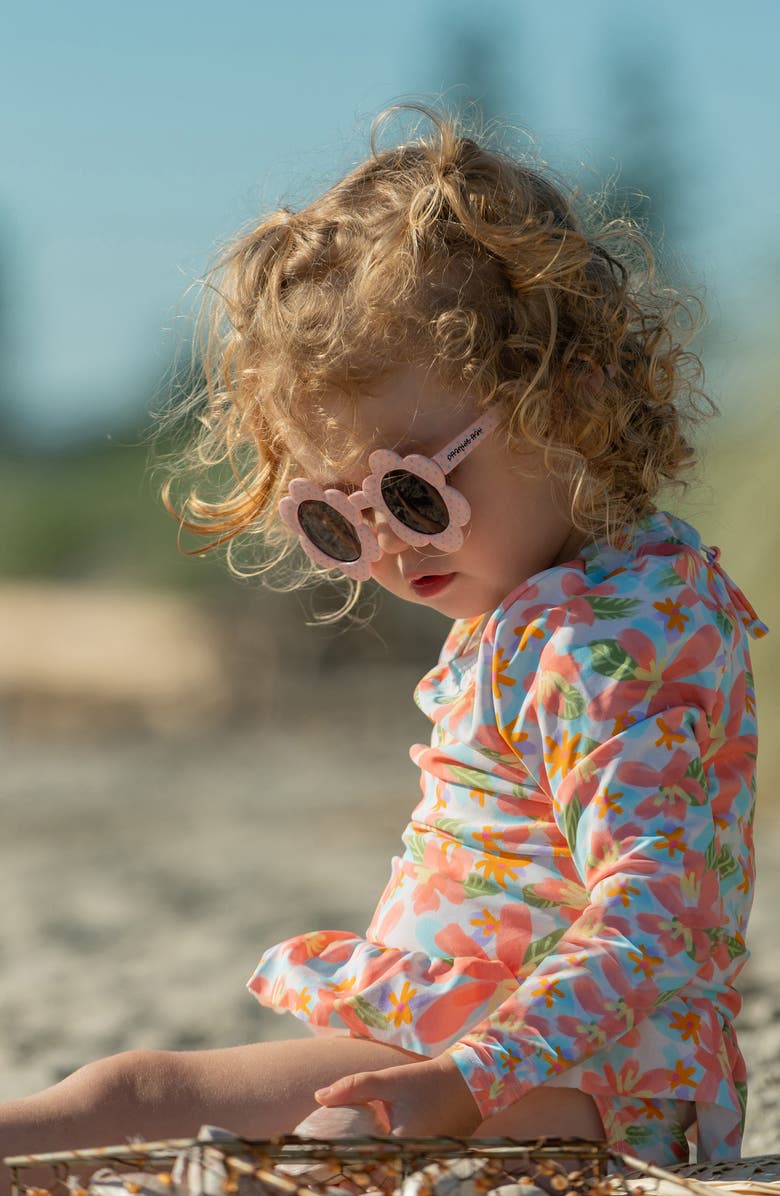 Snapper Rock Kids' Tropical Print Long Sleeve One-Piece Rashguard Swimsuit, Alternate, color, 