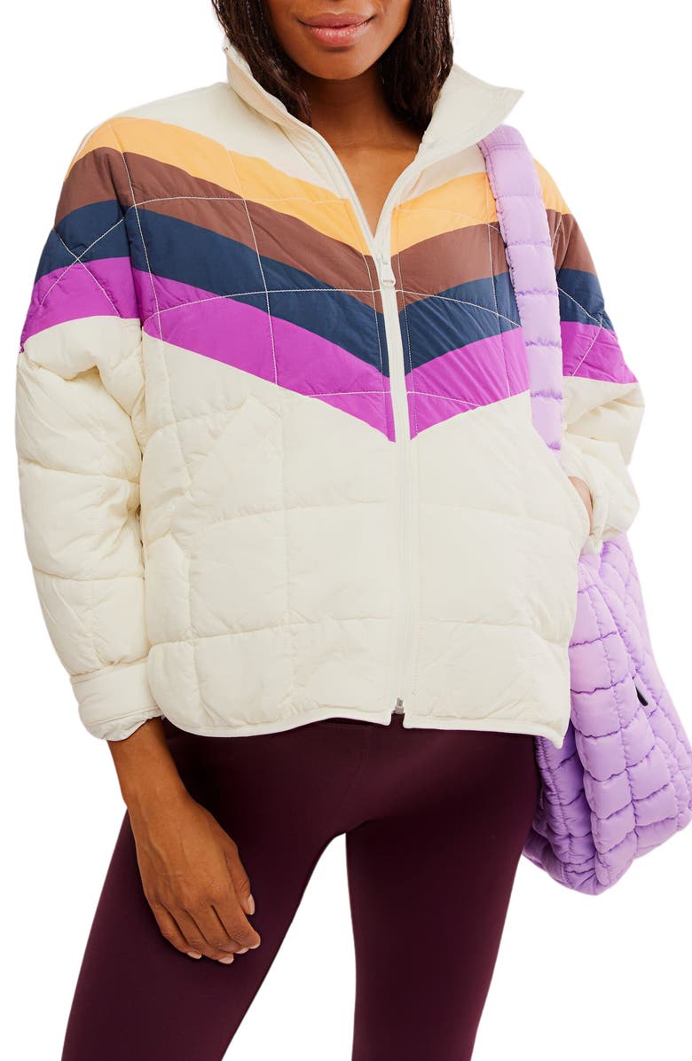 Free People x Hatch Chevron Maternity Puffer Jacket, Main, color, 