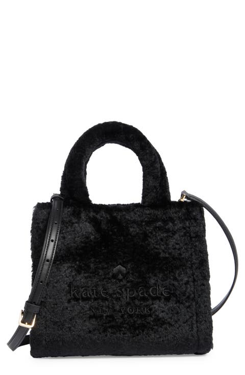 ellie faux fur small tote bag
