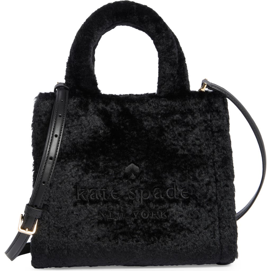 Kate Spade New York Ellie Faux Fur Small Tote Bag In Black