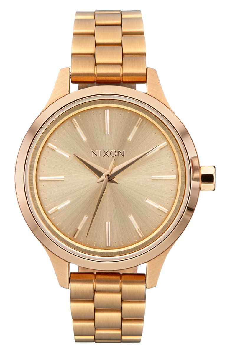 Nixon Optimist Bracelet Watch, 33.5mm, Main, color, All Light Gold