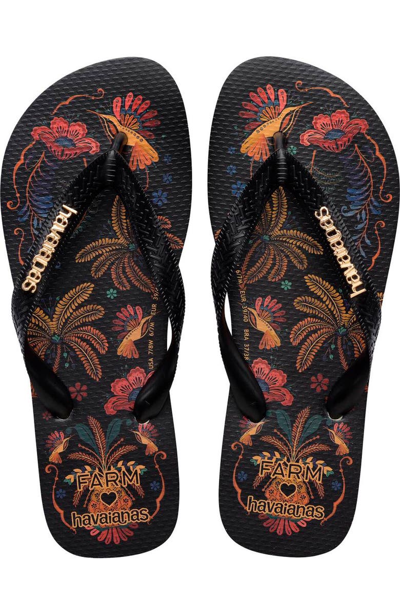 Havaianas x FARM Rio Classic Flip Flop, Alternate, color, Black