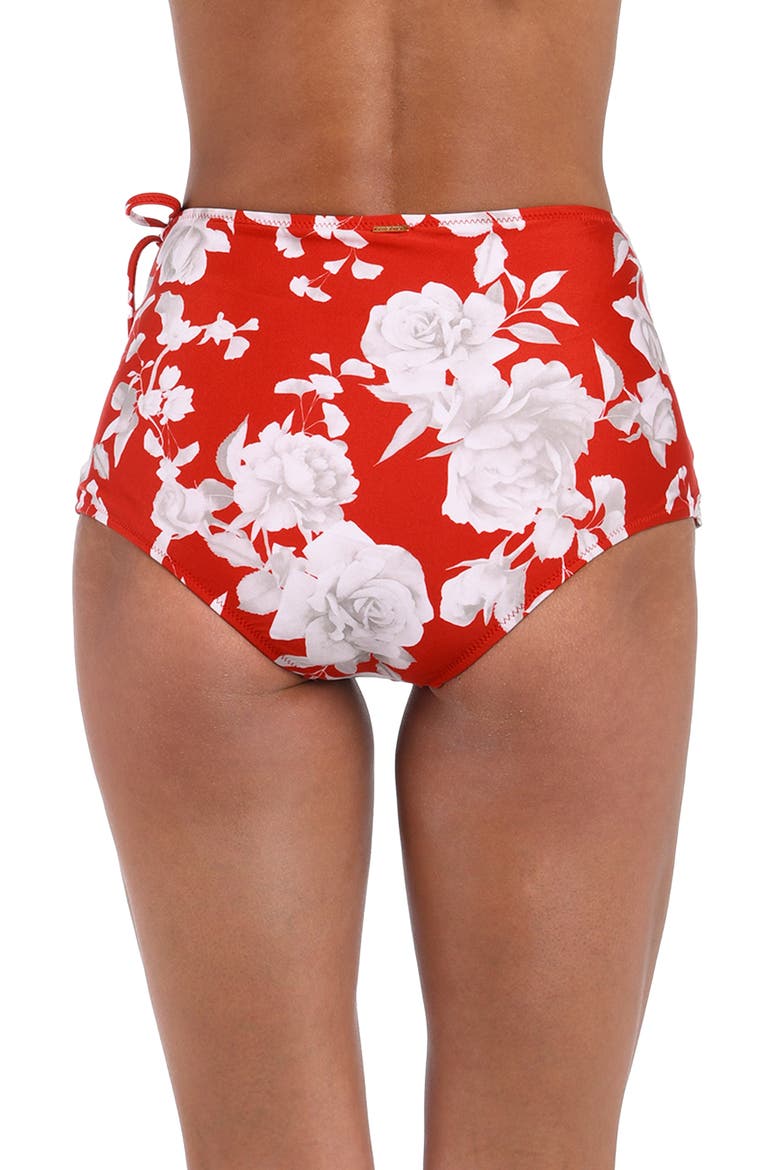 Ellen Ikebana Skirted Bikini Bottoms, Alternate, color, ROUGE