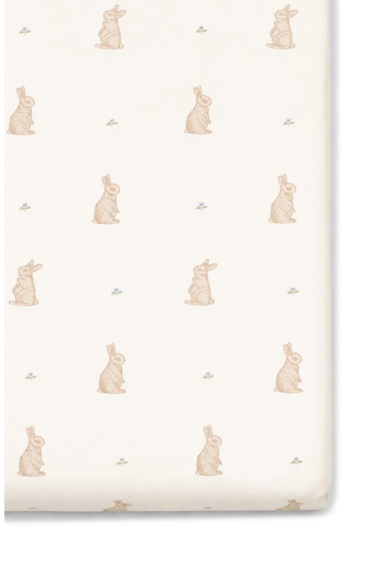 Print Organic Cotton Muslin Crib Sheet, Main, color, BUNNIES