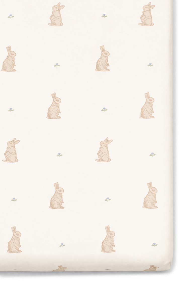 Oilo Print Organic Cotton Muslin Crib Sheet, Main, color, Bunnies
