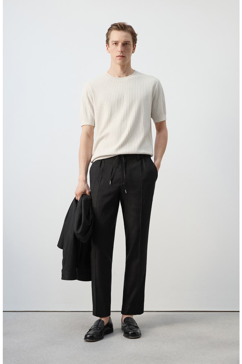 Short Sleeve Cotton & Modal Rib Top, Alternate, color, SAND