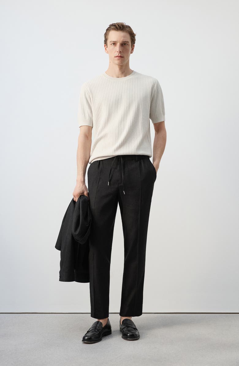 MANGO Short Sleeve Cotton & Modal Rib Top, Alternate, color, Sand