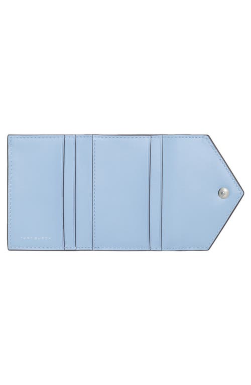 Tory Burch Key Item T Monogram Denim & Leather Wallet In Powder Blue