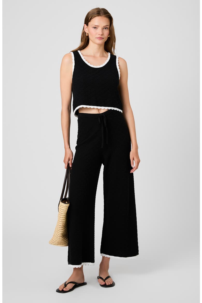 Teddy Diamond Knit Wide Leg Crop Pants, Alternate, color, BLACK-SUMMER WHITE