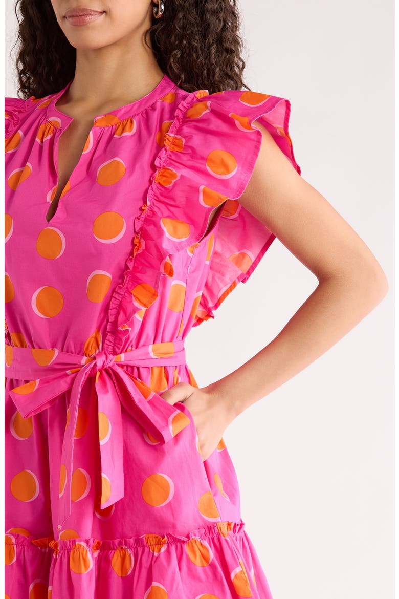 Rosy Polka Dot Ruffle Minidress, Alternate, color, FUCHSIA-ORANGE-DOT