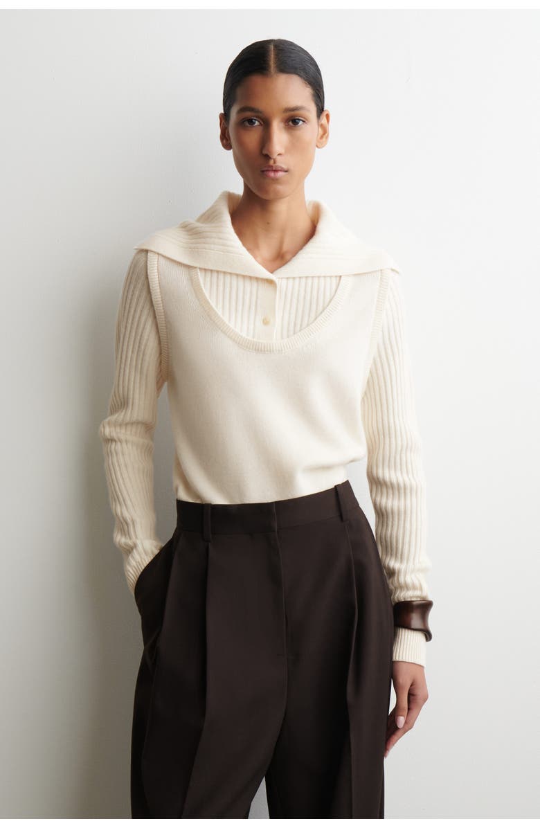 COS Layered Merino Wool Jumper, Main, color, Ivory