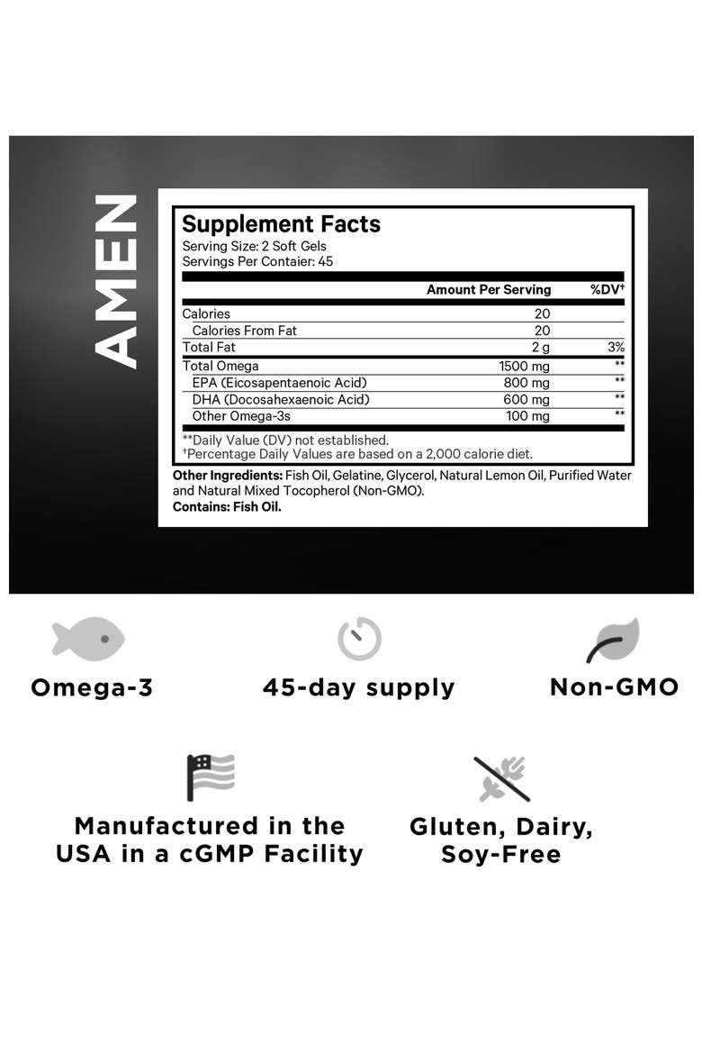 Omega-3 1500 mg EPA & DHA Supplement, Alternate, color, White